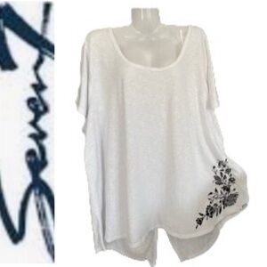 Adorable Sheer Top With Floral Embroidery Seven 7